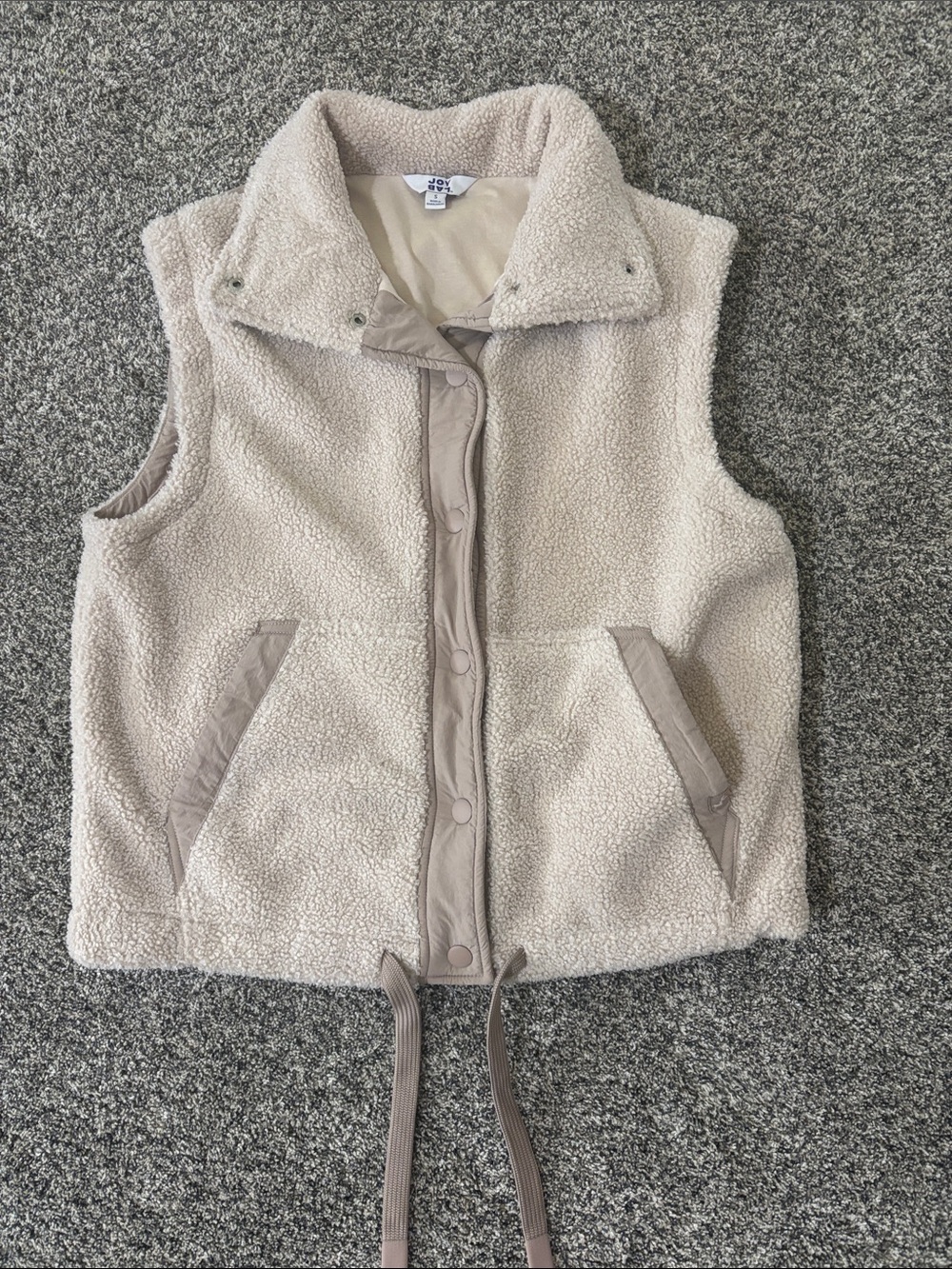 JoyLab Cream Sherpa Vest with Neutral Trim